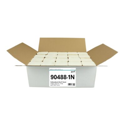 Falthandtuch Brod® Smart, 2-lagig, weiß, V-Falz, 23x21 cm, 3200 Tücher (Art. 90488-1N)
