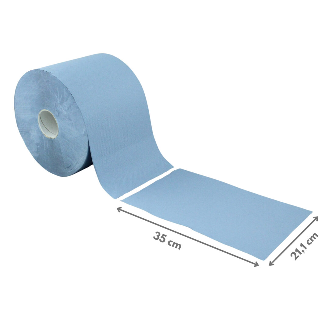 Putztuchrolle Brod®, 500 Blatt, 2-lagig, blau, Recycling, 21,1x35 cm, 175 m, perforiert, 2 Rollen (Art. 30817-1N) – Bild 2