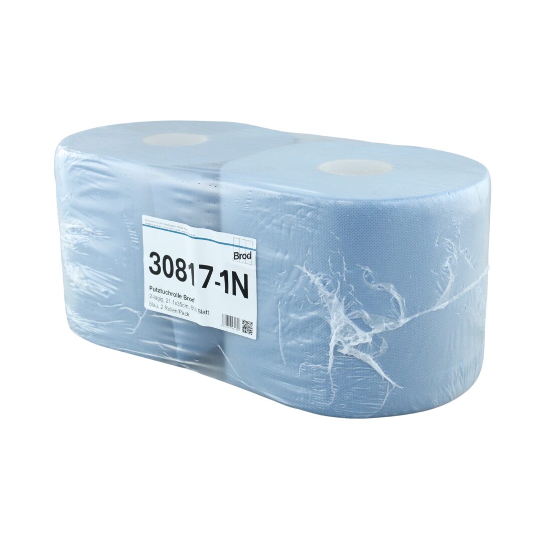 Putztuchrolle Brod®, 500 Blatt, 2-lagig, blau, Recycling, 21,1x35 cm, 175 m, perforiert, 2 Rollen (Art. 30817-1N) – Bild 4