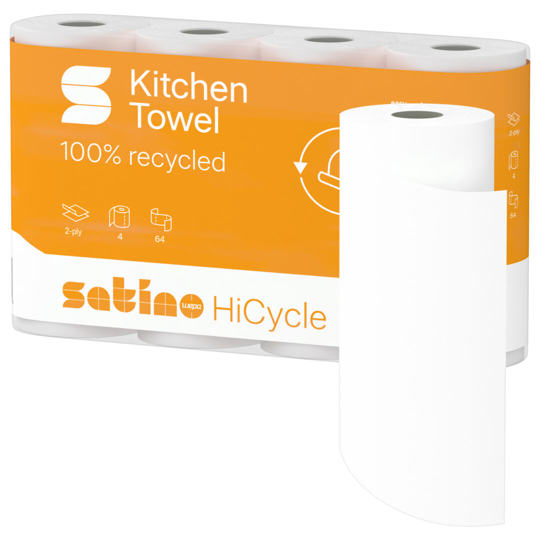 Küchenrolle Satino HiCycle, 2-lagig, hochweiß, Recyclingpapier, 26x22 cm, 8x4=32 Rollen